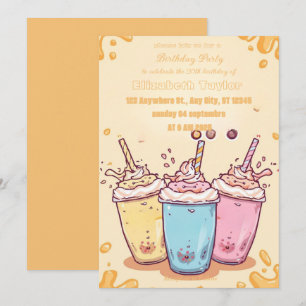 Invitation de fête folle de milkshake – Sucré colo