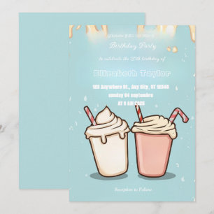 Invitation de fête folle de milkshake – Sucré Colo