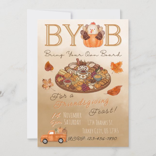 Invitation de fête Friendsgiving Planche de charcu (Devant)