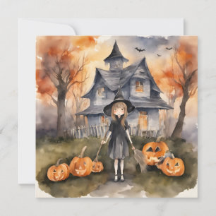 Invitation de fête générée par l'IA de sorcière de