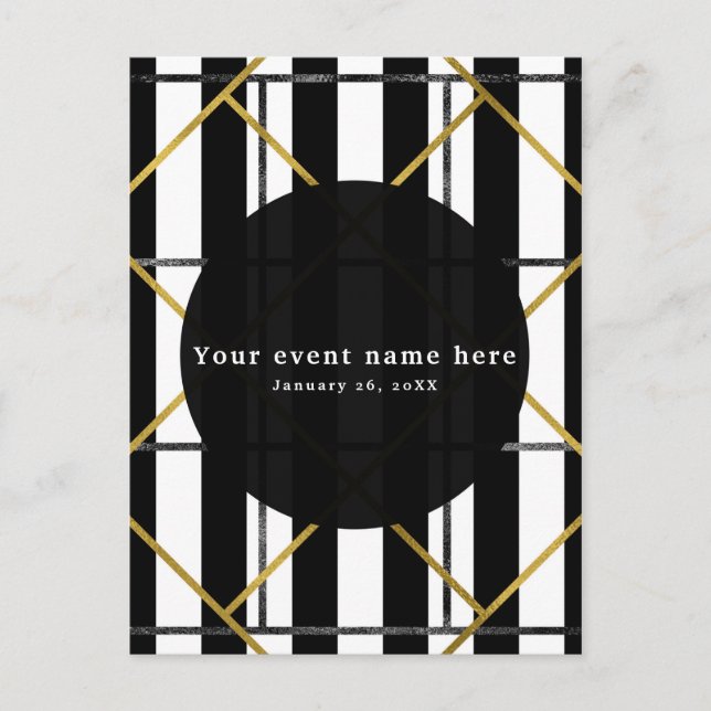 Invitation de fête géométrique chic et glamour noi (Devant)