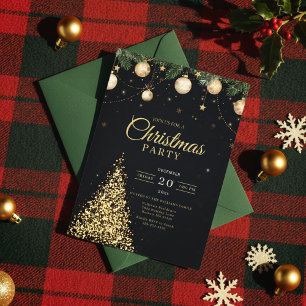 Invitation de fête glamour pour un arbre de Noël e