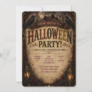 🎃✨ Invitation de fête Halloween Gothique Corbeau