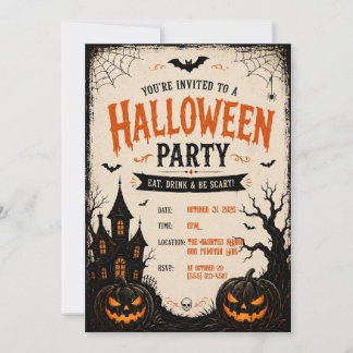 Invitation de fête Halloween Maison hantée effraya