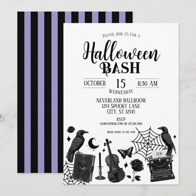 Invitation de fête Halloween personnalisée (Devant / Derrière)