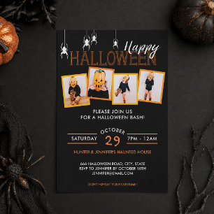 Invitation de fête Halloween personnalisée avec 4 