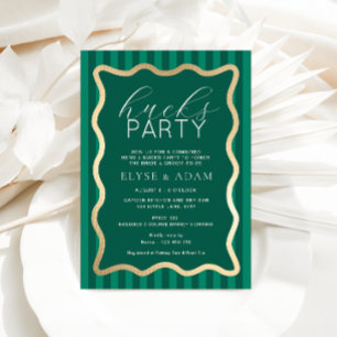 Invitation de fête Hucks à rayure verte ondulée