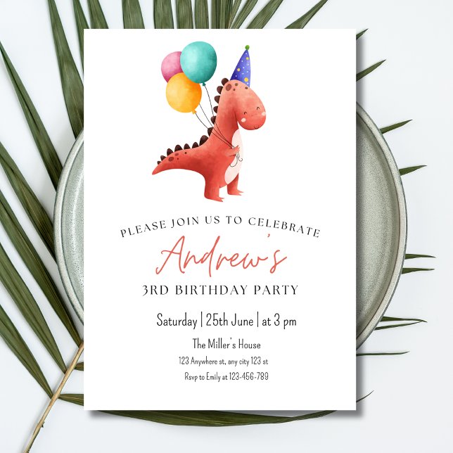 Invitation de fête jurassique dinosaure pour garço (Créateur téléchargé)
