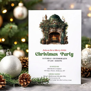 Invitation de fête magique de Noël au coin du feu 