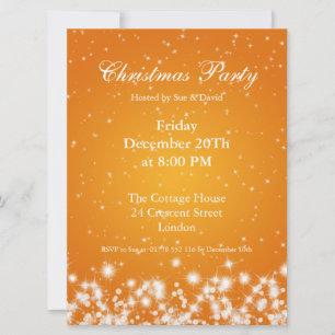 Invitation de fête Mandarine Élégant Hiver Étincel