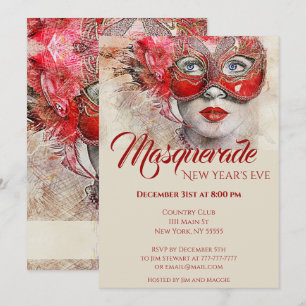 Invitation de fête masquée chic et colorée