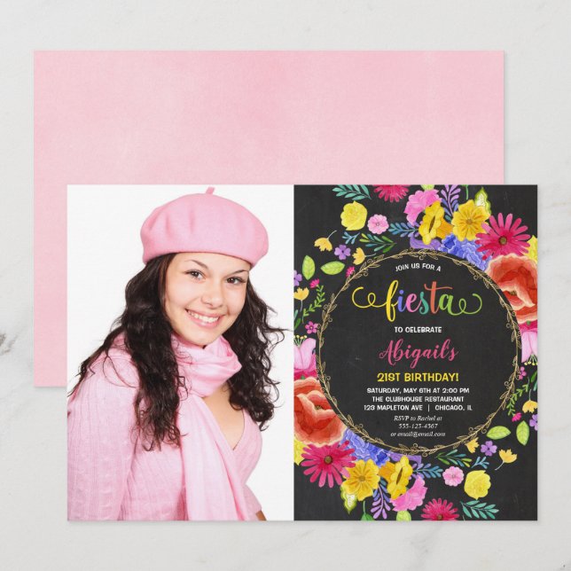Invitation de fête mexicaine pour adulte (Devant / Derrière)