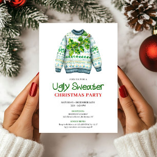 Invitation de fête minimale drôle et laide de pull
