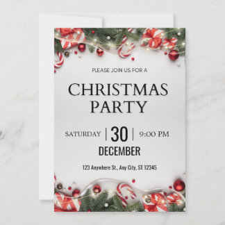 Invitation de fête minimaliste moderne blanche et 