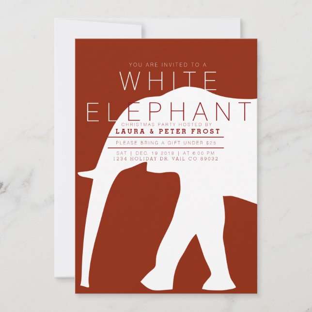 Invitation de fête moderne White Elephant (Devant)