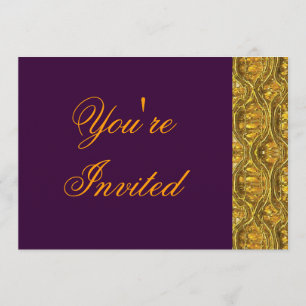 Invitation de fête Or et Violet profond