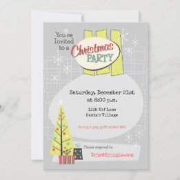Invitation de fête personnalisable de Noël rétro-1