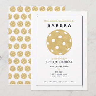 Invitation de fête Pickleball Party Chic Or Noir