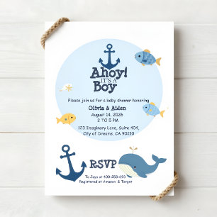 Invitation de fête prénatale nautique 'Ahoy C'est 