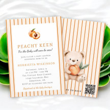 Invitation de fête prénatale 'Pêche Mignonne' à aq