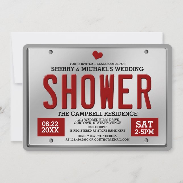Invitation de fête prénuptiale avec plaque d'immat (Devant)