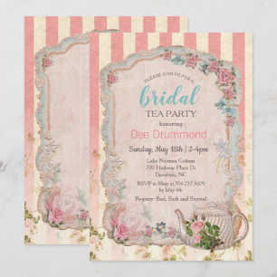 Invitation de fête prénuptiale de thé de style rét