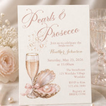 Invitation de fête prénuptiale Perles & Prosecco