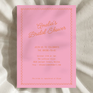 Invitation de fête prénuptiale rose orange vintage