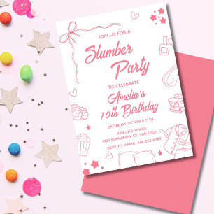 Invitation de fête pyjama Coquette pour filles