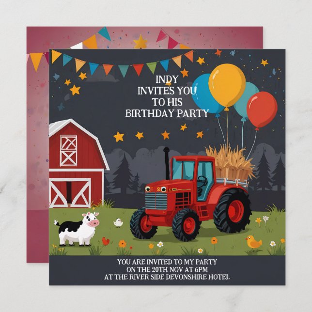 Invitation de fête que vous pouvez personnaliser à (Devant / Derrière)