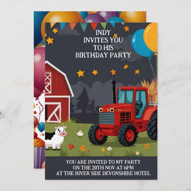 Invitation de fête que vous pouvez personnaliser à (Devant / Derrière)