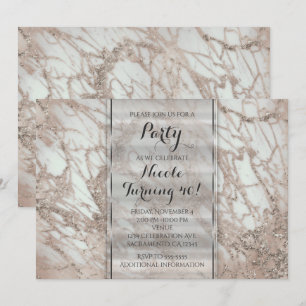 Invitation de fête Rose Glam Marble Rose Pink Or A