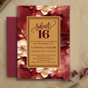 Invitation de fête sophistiquée pour 16 ans Burgun