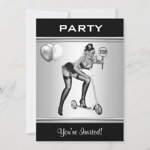 Invitation de fête Style Pin-Up Fille Noir & Blanc