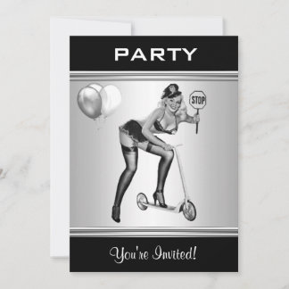 Invitation de fête Style Pin-Up Fille Noir & Blanc