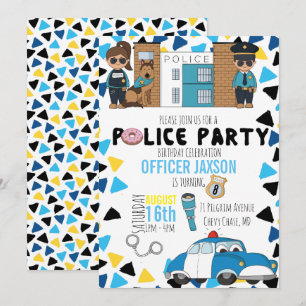 Invitation de fête sur le thème de la police