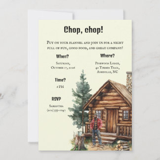 Invitation de fête sur le thème des bûcherons
