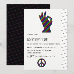 Invitation de fête sur le thème hippie