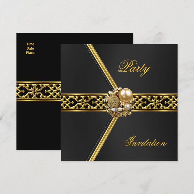 Invitation de fête Toutes les occasions Black Velv (Devant / Derrière)