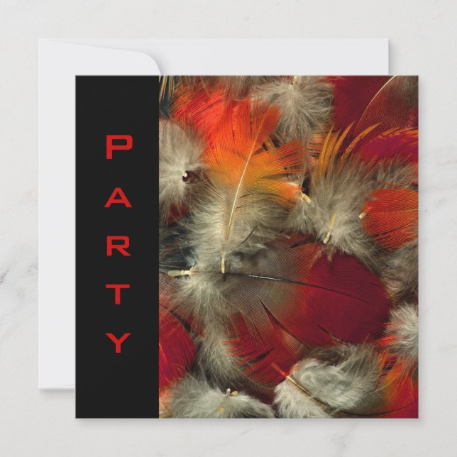Invitation de fête Toutes les occasions Plumes Noi (Devant)