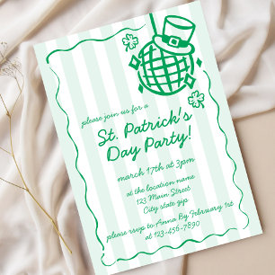 Invitation de fête verte dessinée à la main pour l