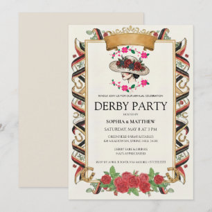 Invitation de fête vintage Derby Fleur de cheval