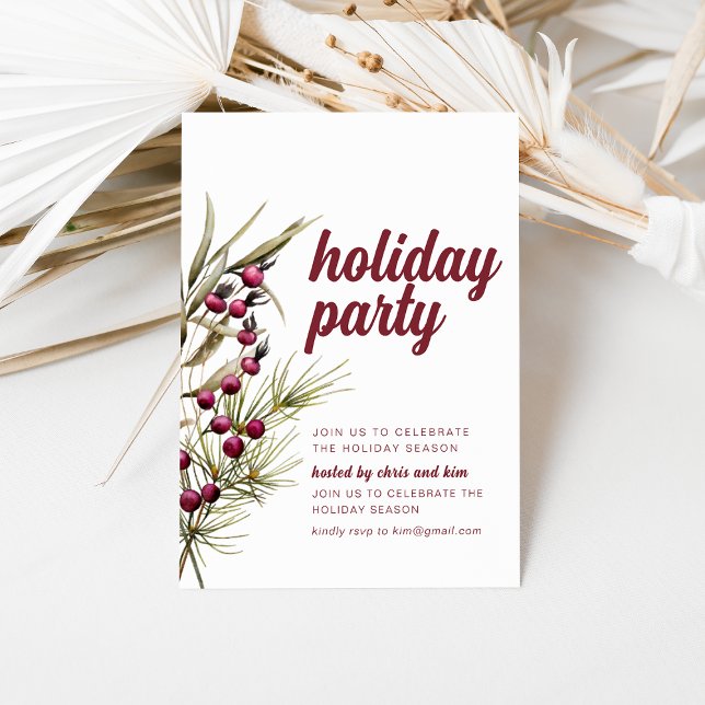 Invitation De Fêtes Avec Greens Berries (Créateur téléchargé)