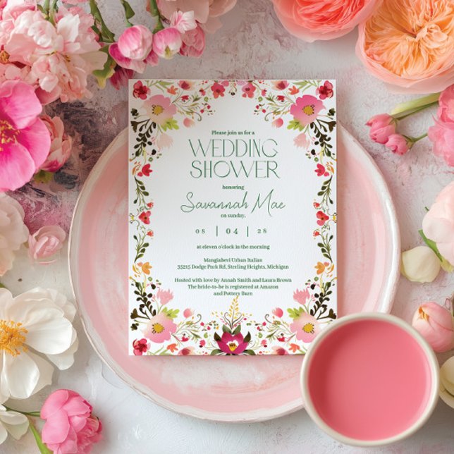 Invitation de Fêtes des mariées florales brillante (Créateur téléchargé)