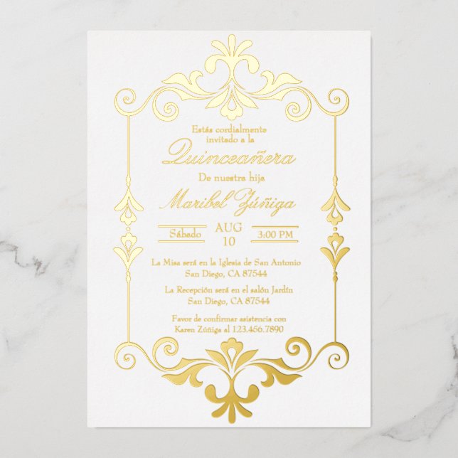Invitation de feuille Quinceañera (Recto)