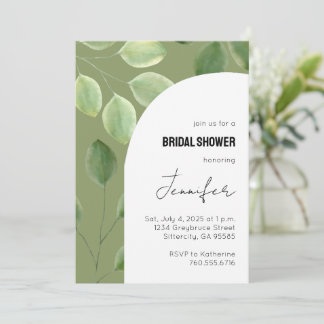 Invitation de feuilles d'eucalyptus d'un beau vert