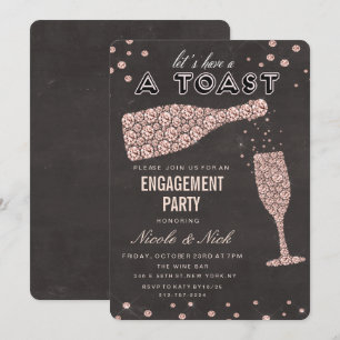 Invitation de fiançailles au verre à vin diamant o