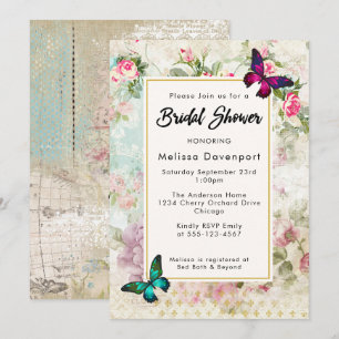 Invitation de Fiançailles aux Roses Anciennes et a