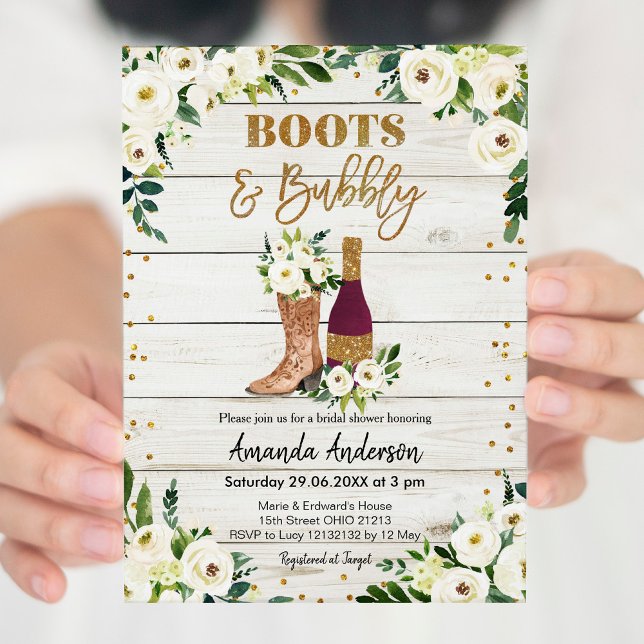 Invitation de Fiançailles Boots and Bubbly (Créateur téléchargé)