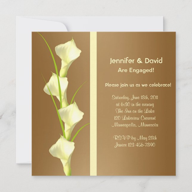 Invitation de fiançailles de Lillies de calla (Devant)